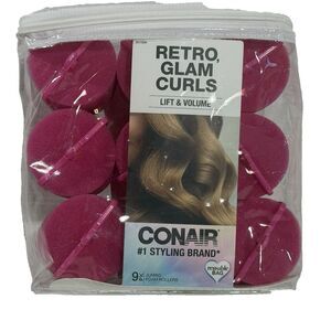Conair Retro Glam Curls Jumbo Foam Rollers Pack of 9 2" Hot Pink